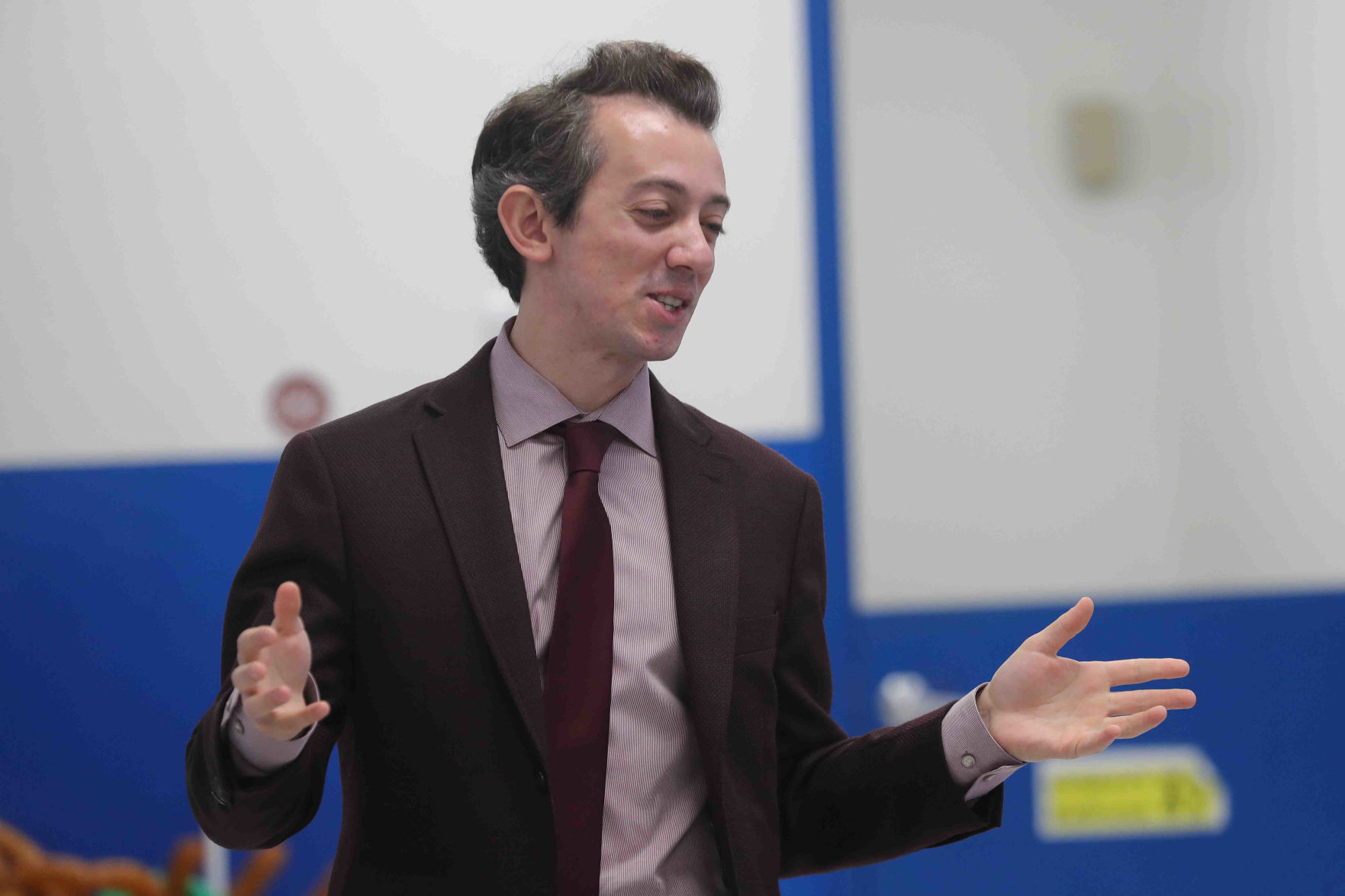 Meteorologist Joe Martucci at the English Creek Academy
